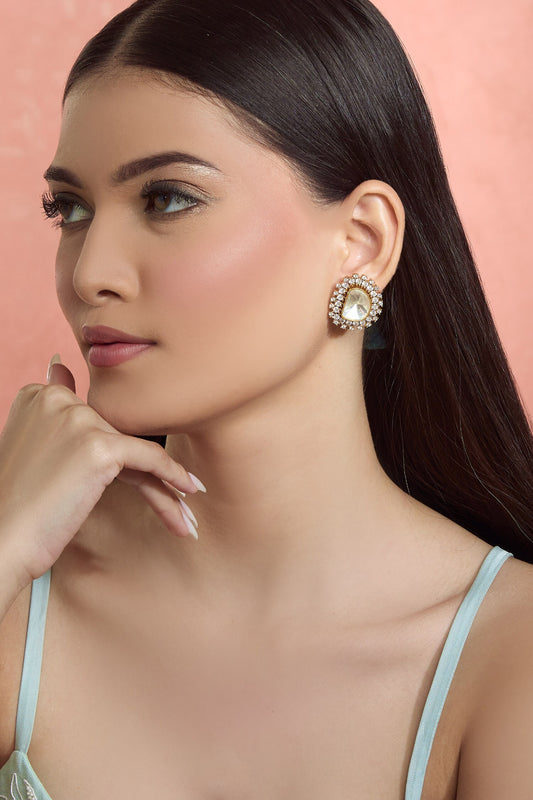 Moissanite Stone Zircon Stud Earrings 