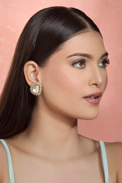 Moissanite Stone Zircon Stud Earrings 