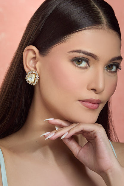 Moissanite Stone Zircon Stud Earrings 