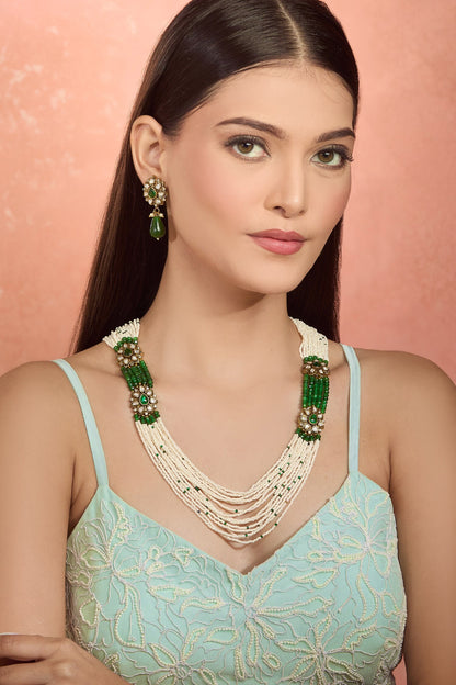 Emerald Moissanite Layered Necklace Set 