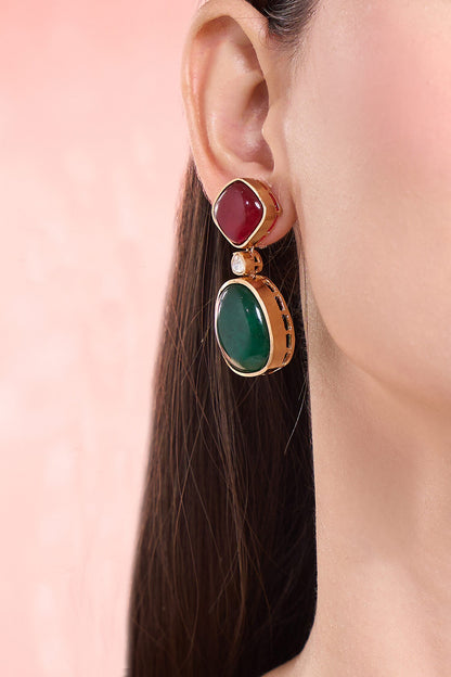 Ruby & Emerald Dangler Earrings 
