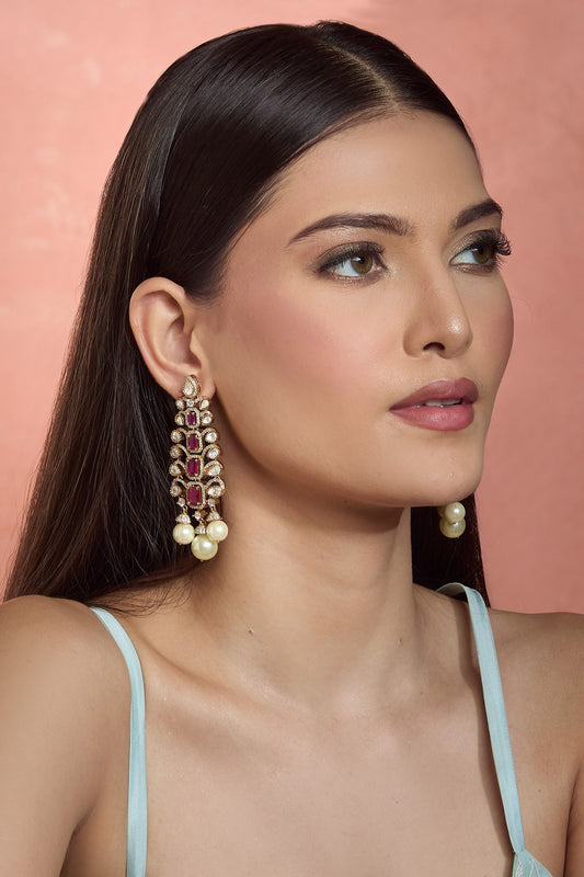 Ruby & Pearl Embellished Danglers 