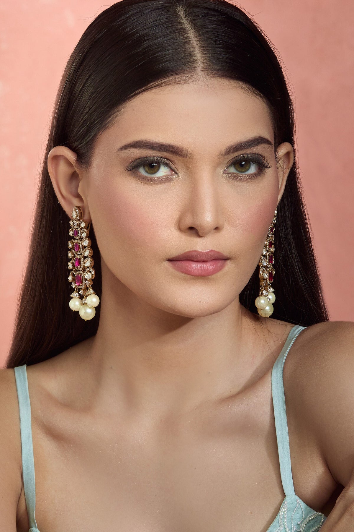 Ruby & Pearl Embellished Danglers 