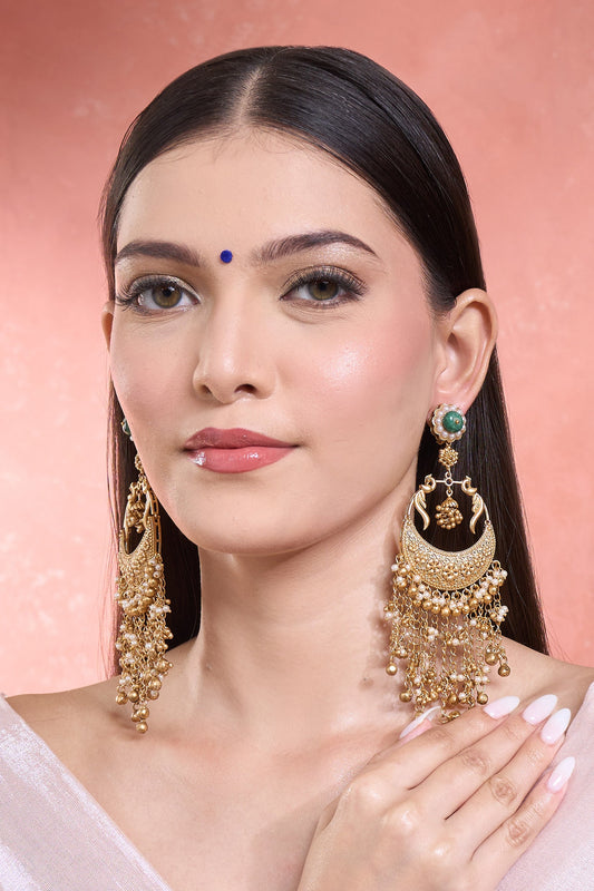 Floral Motif Gold Chandbalis 
