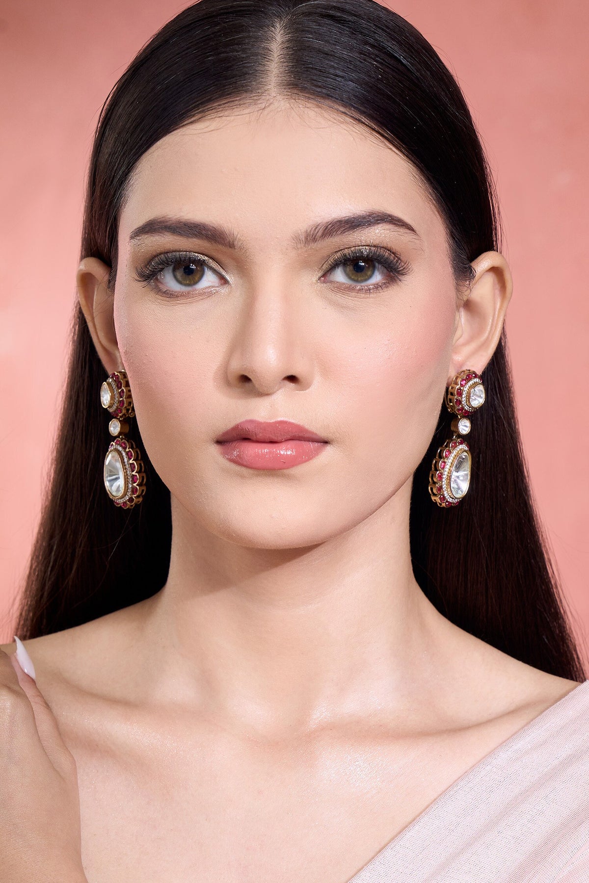 Moissanite & Ruby Embellished Danglers 