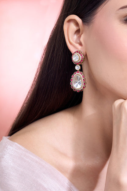 Moissanite & Ruby Embellished Danglers 