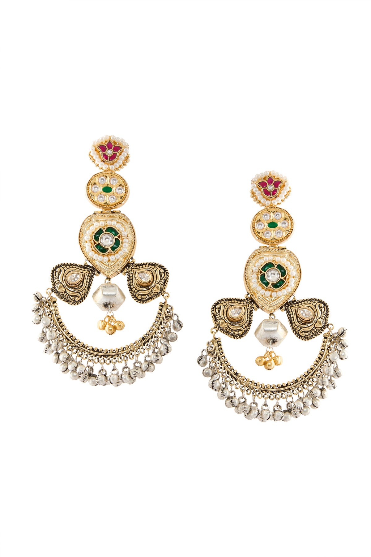 Gold Plated Multi Color Stone Earrings 