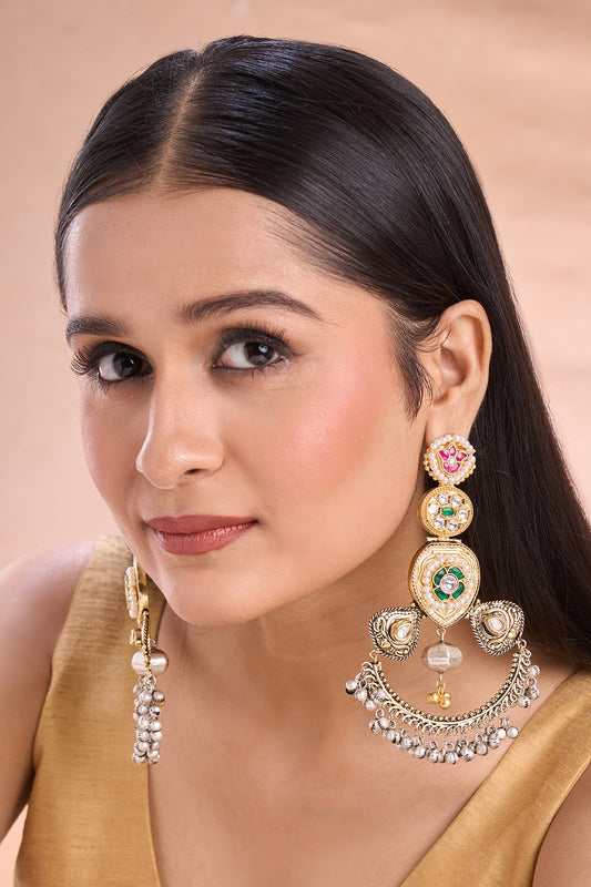 Gold Plated Multi Color Stone Earrings 