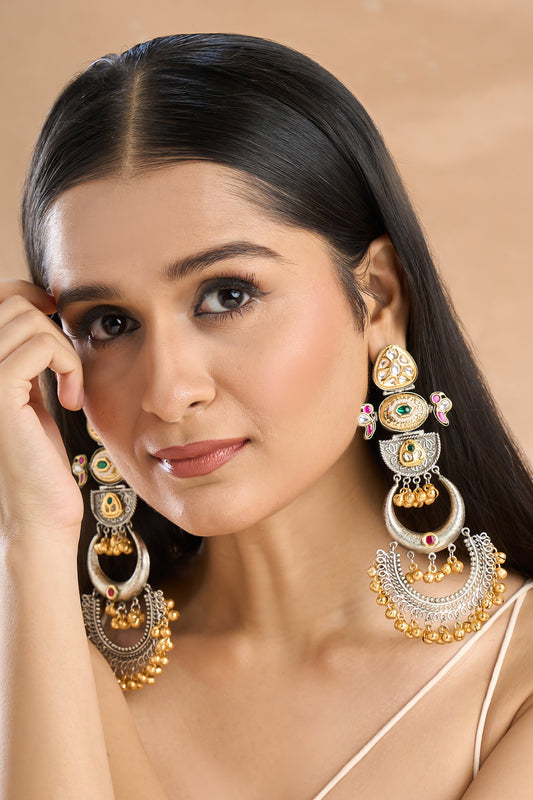 Gold Plated Multi Color Stone Danglers 