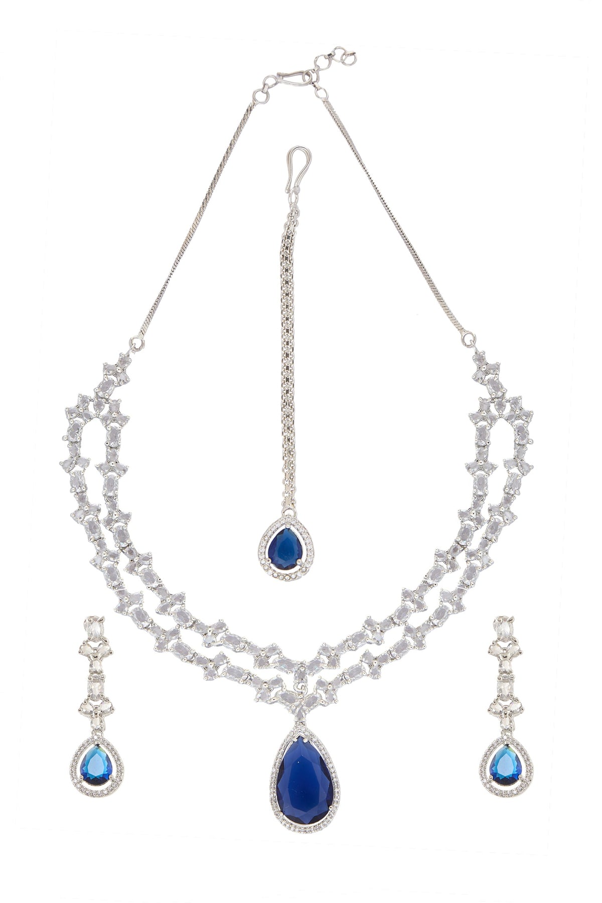 Double Layered Necklace Set With Maangtikka 