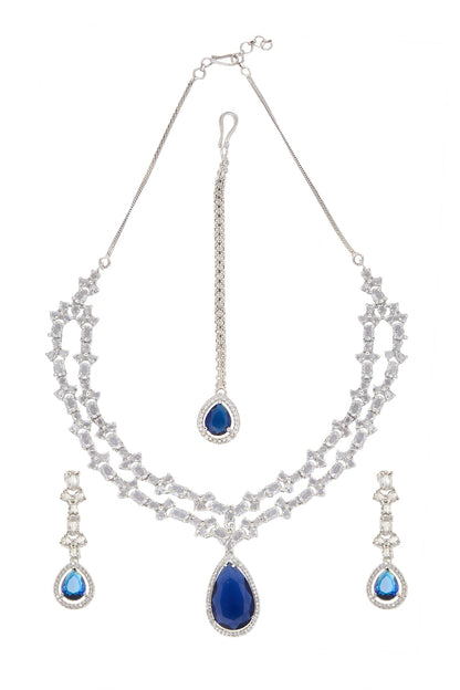Double Layered Necklace Set With Maangtikka 