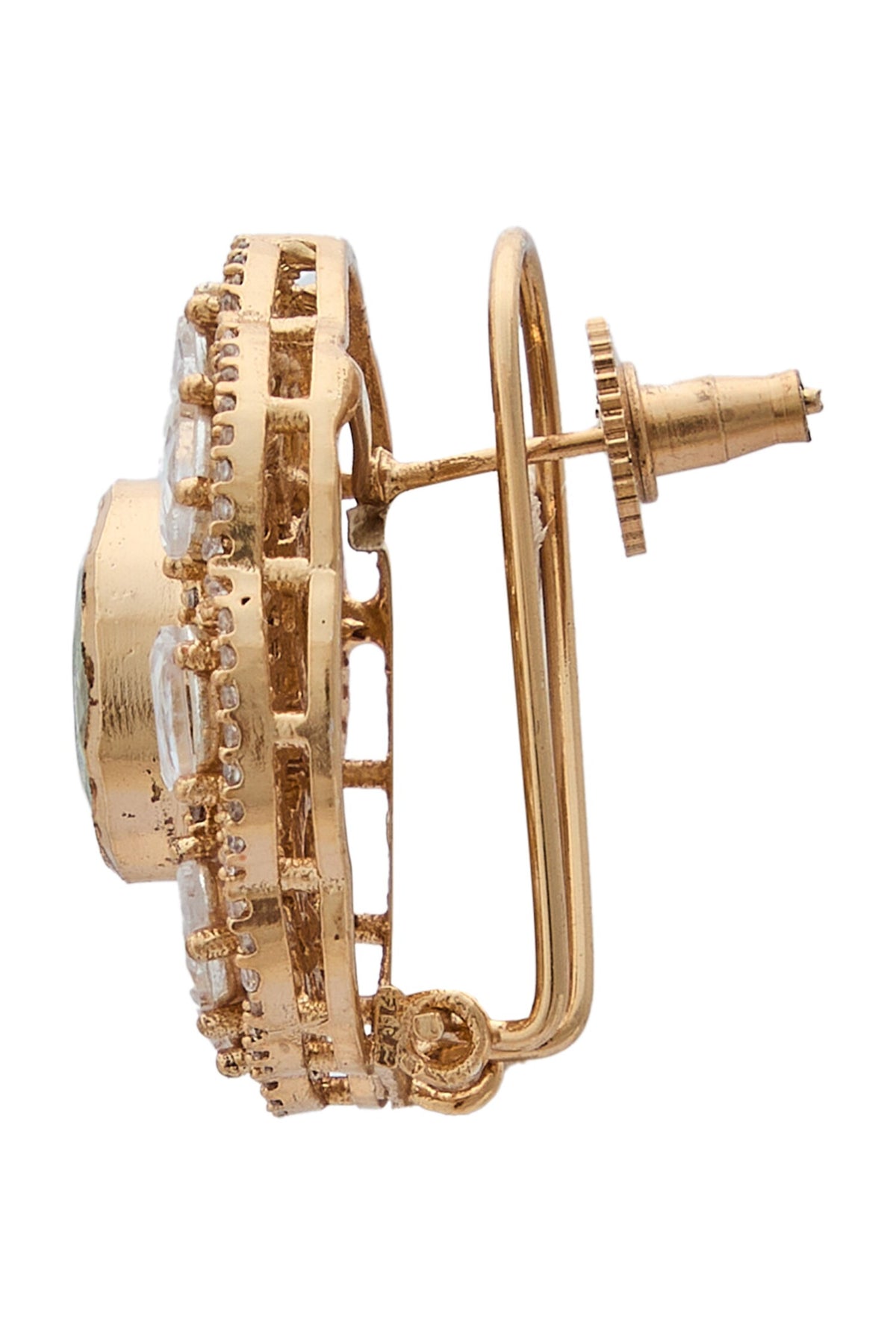 Gold Polki Floral Stud Earrings 