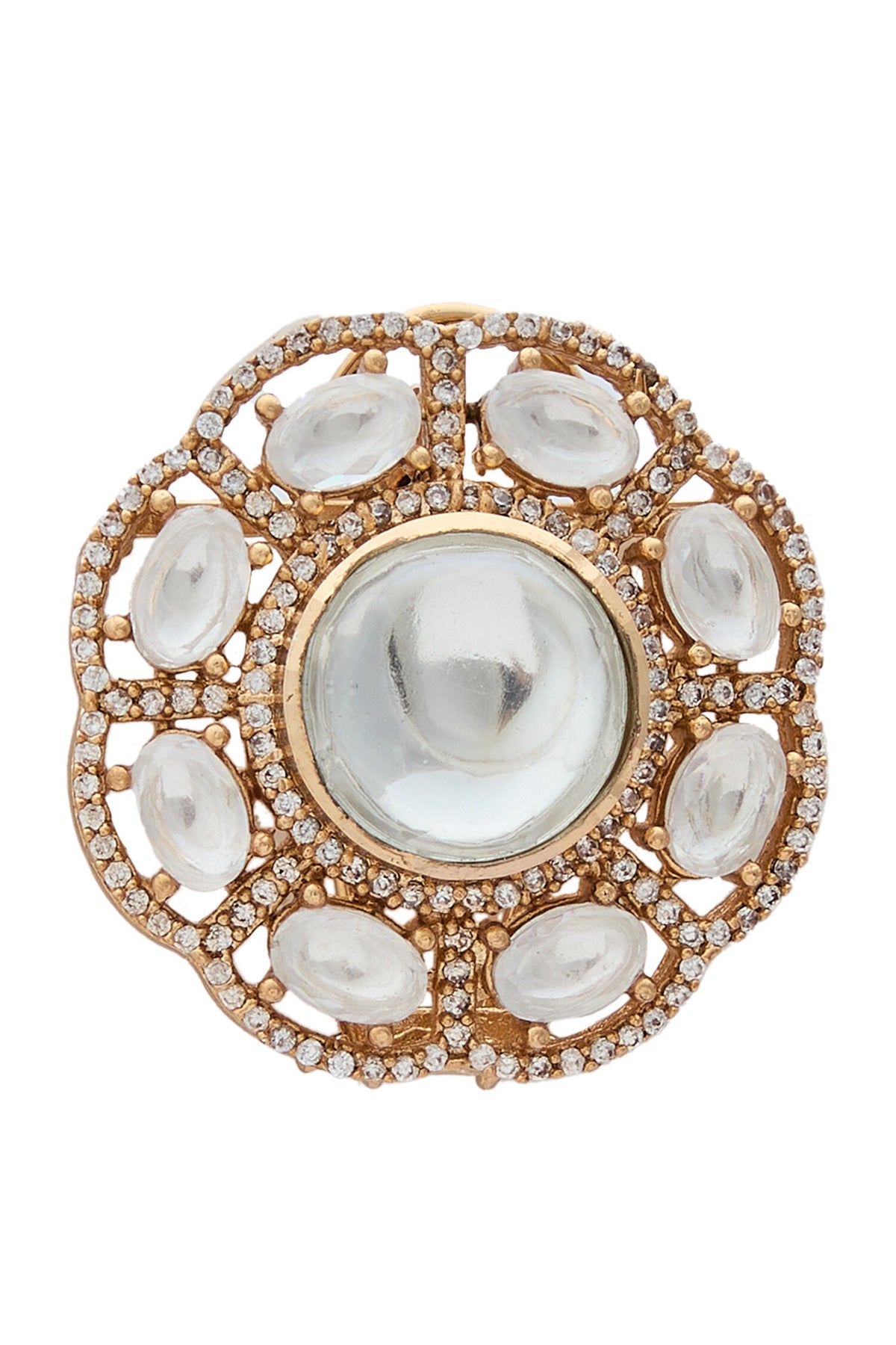 Gold Polki Floral Stud Earrings 