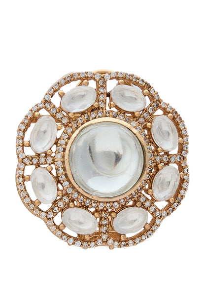 Gold Polki Floral Stud Earrings 