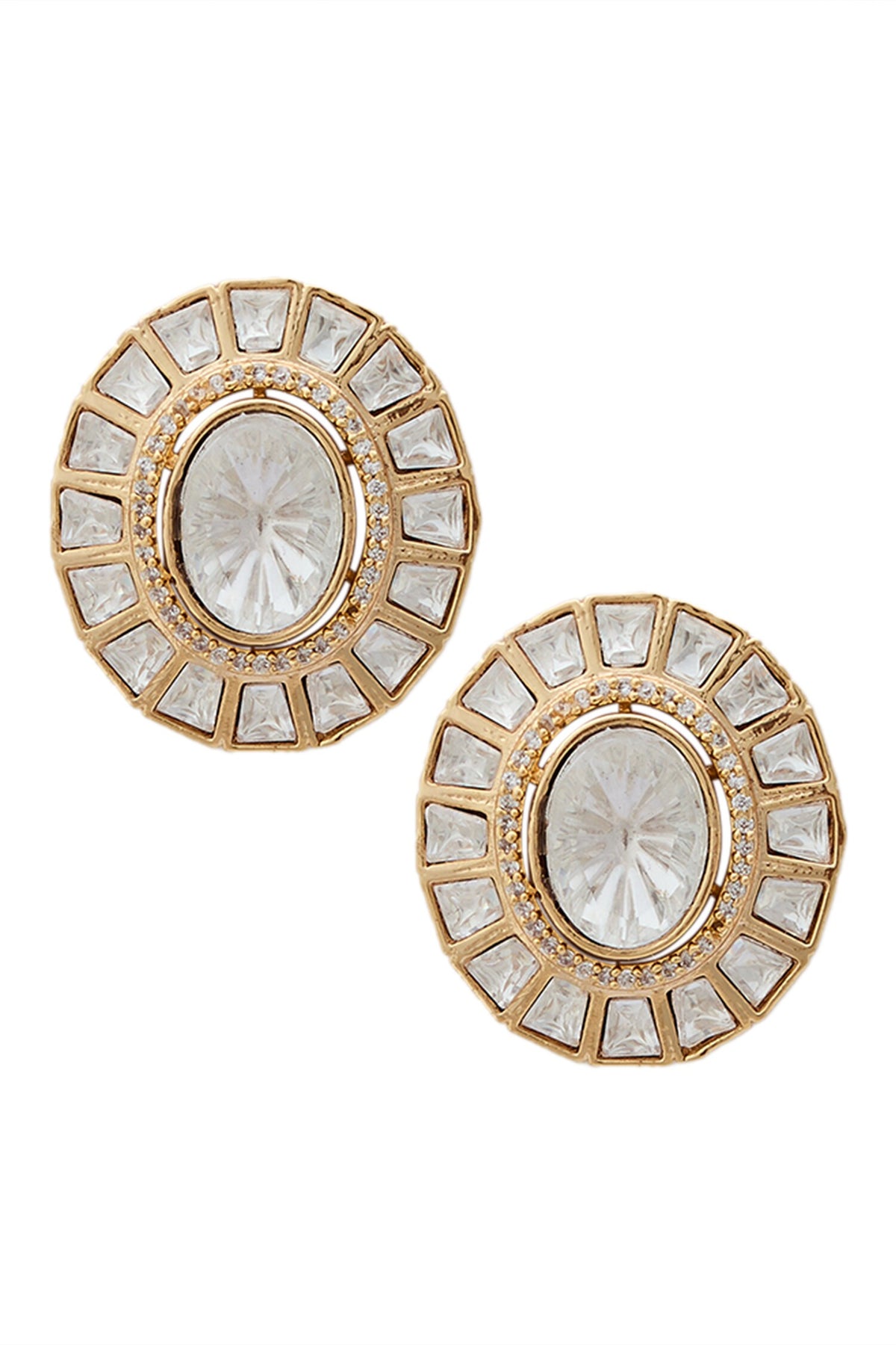 Gold Polki Embellished Round Studs 