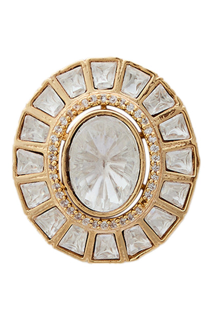 Gold Polki Embellished Round Studs 