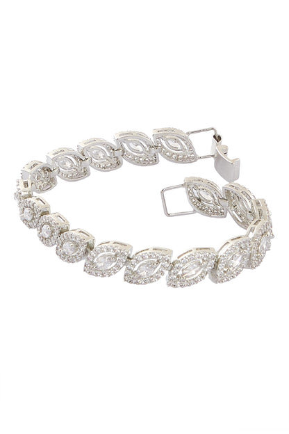 Leaf Shaped American Diamond Bracelet 