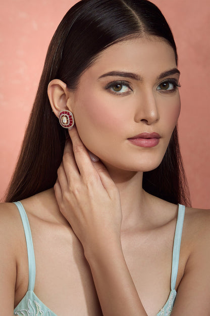 Kundan & Cubic Zirconia Stud Earrings 
