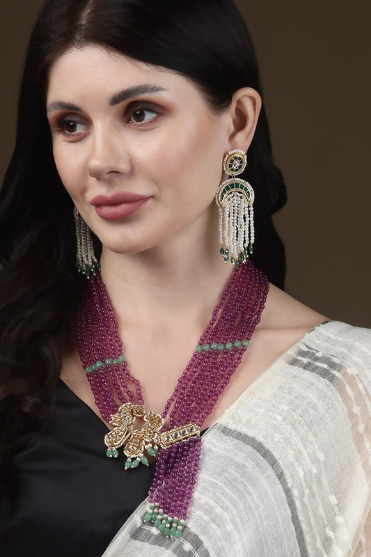 Gold Plated Peacock Motif Layered Necklace 