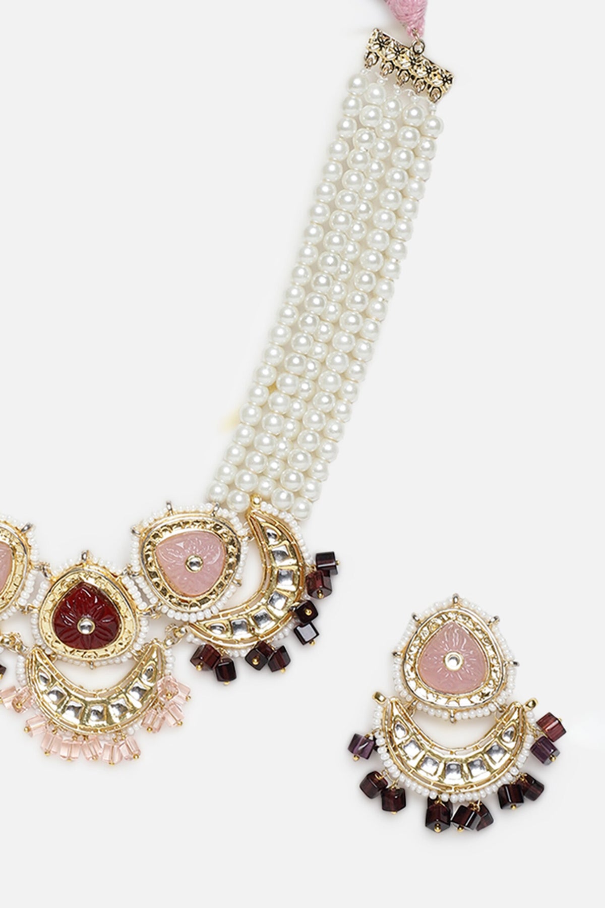 Half Crescent Shaped Necklace & Earring Set 