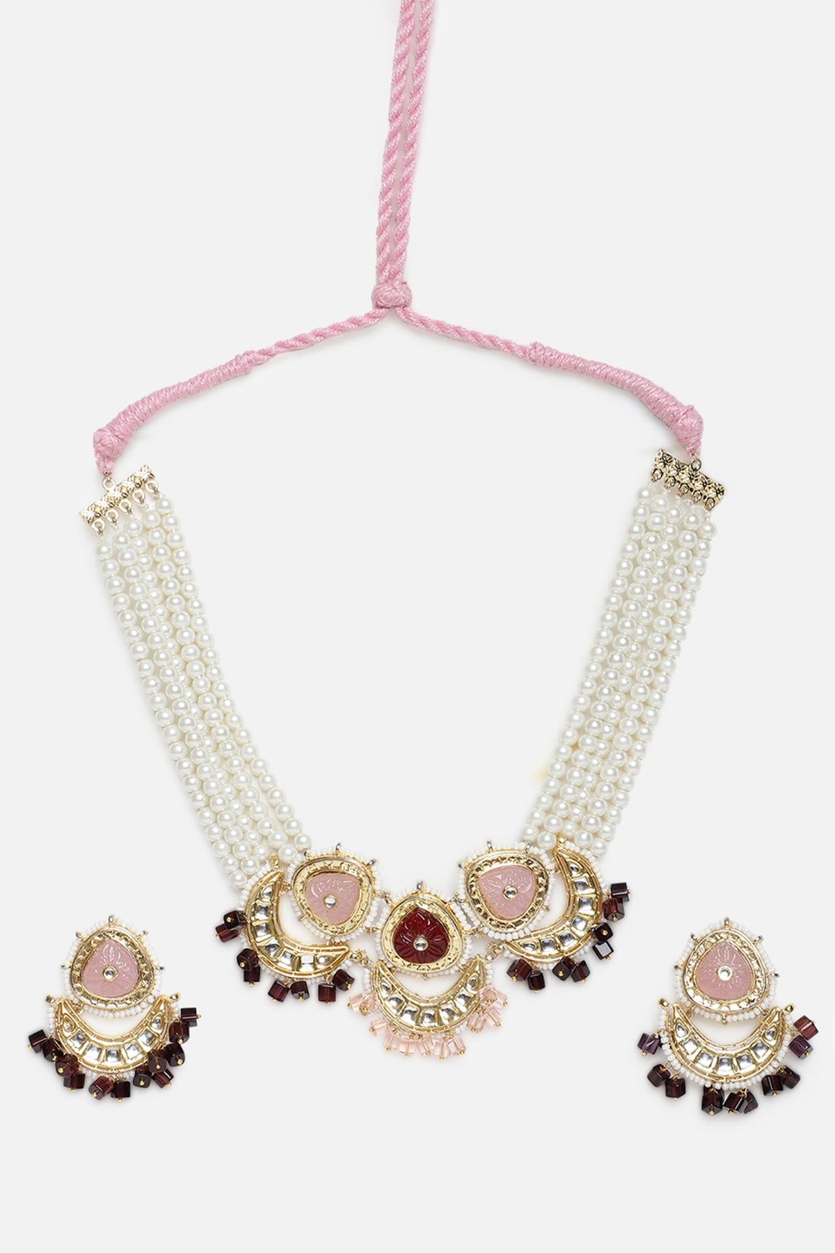 Half Crescent Shaped Necklace & Earring Set 