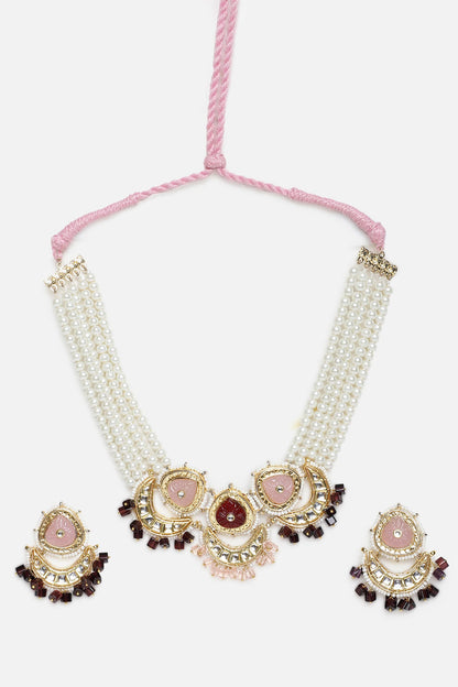 Half Crescent Shaped Necklace & Earring Set 