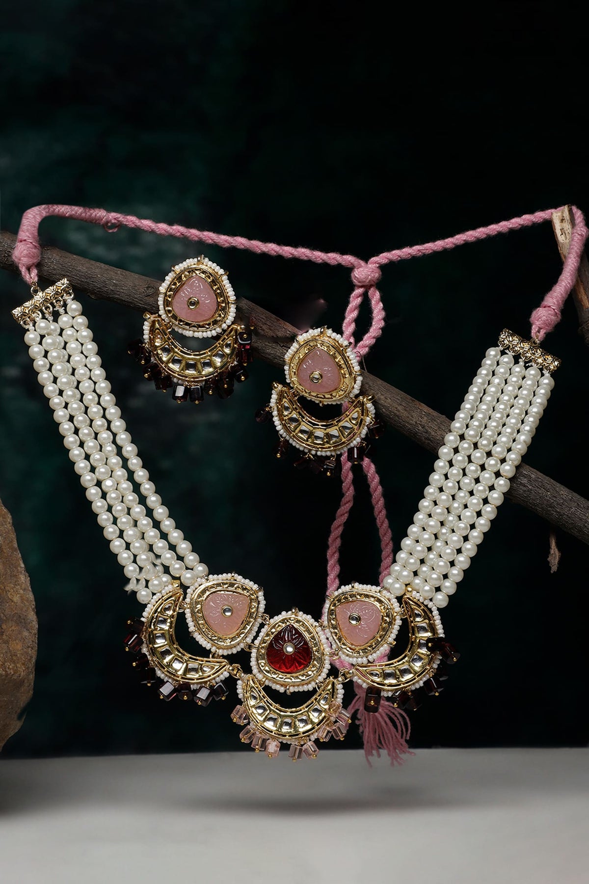 Half Crescent Shaped Necklace & Earring Set 