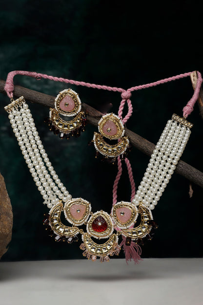 Half Crescent Shaped Necklace & Earring Set 