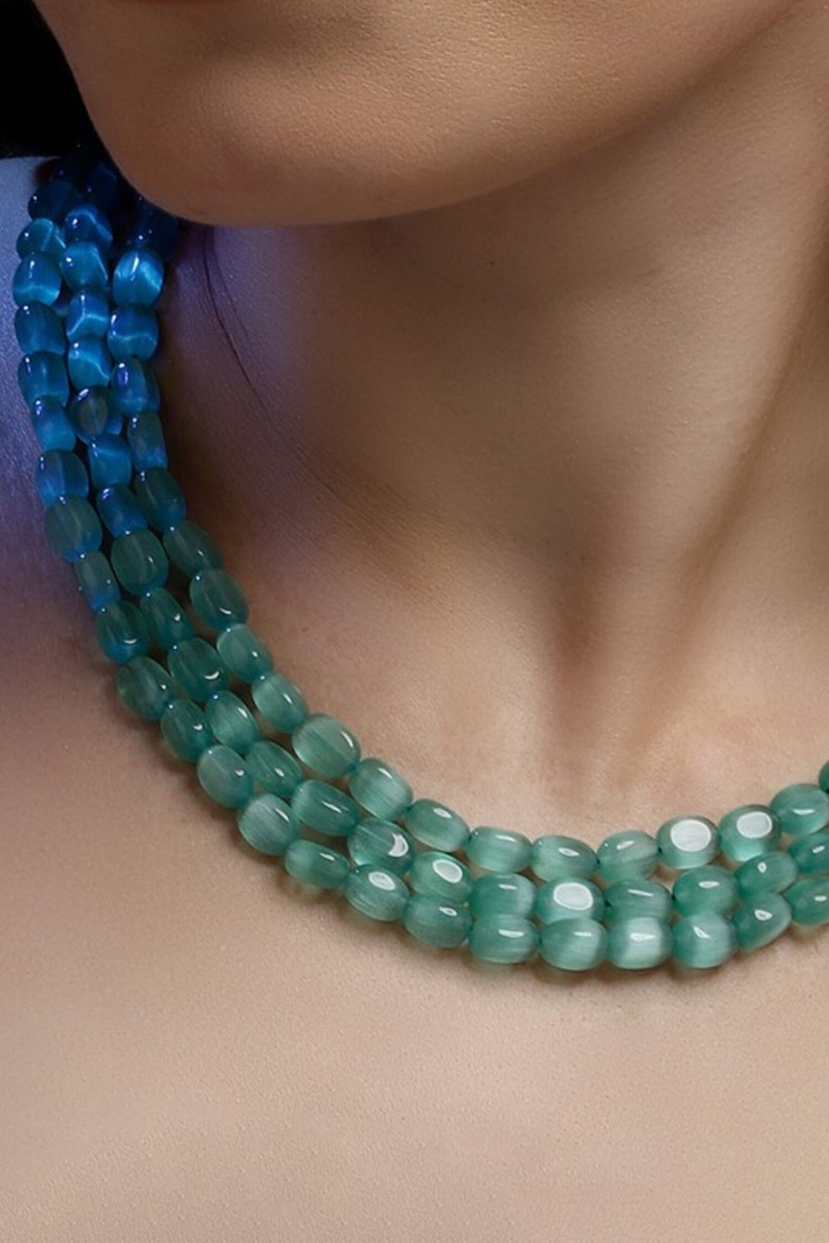 Natural Stone Embellished Layered Necklace 