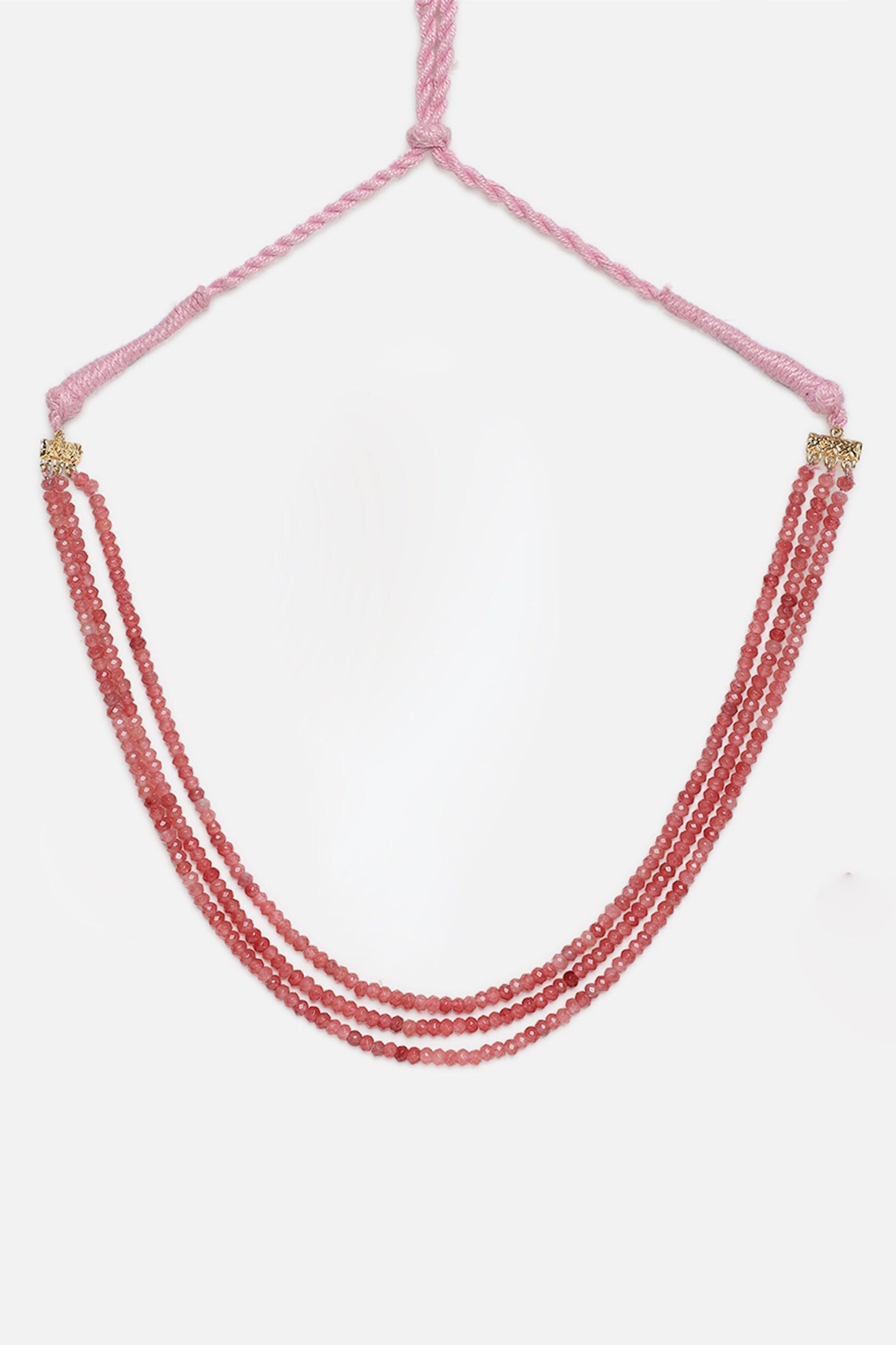 Gold Plated Layered Necklace With Natural Stones 