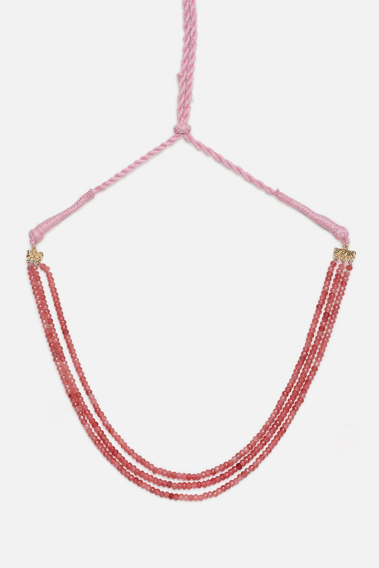Gold Plated Layered Necklace With Natural Stones 