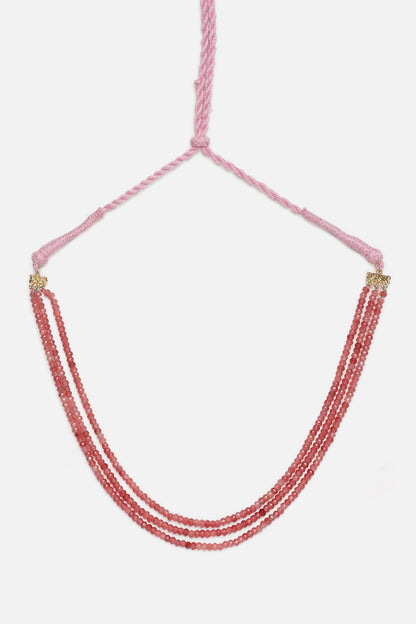 Gold Plated Layered Necklace With Natural Stones 