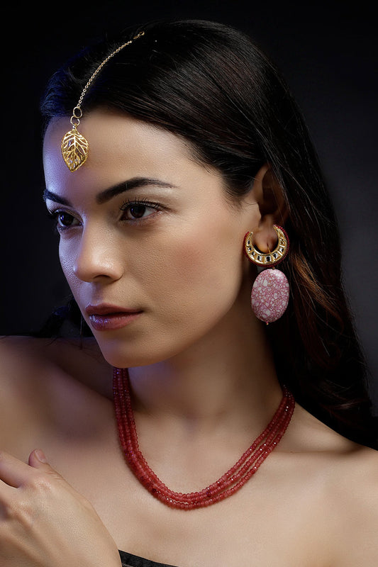 Gold Plated Layered Necklace With Natural Stones 