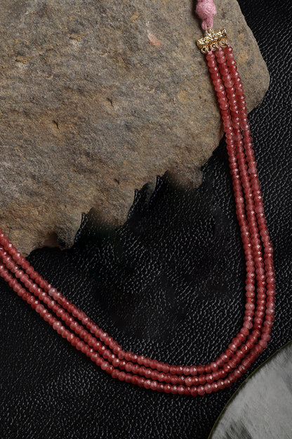 Gold Plated Layered Necklace With Natural Stones 