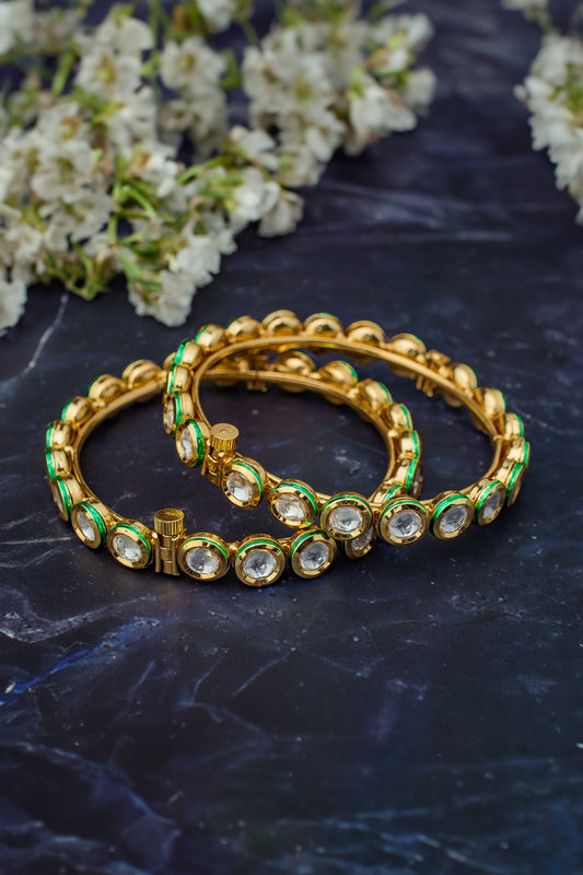 Gold Polki & Kundan Bangles Set 