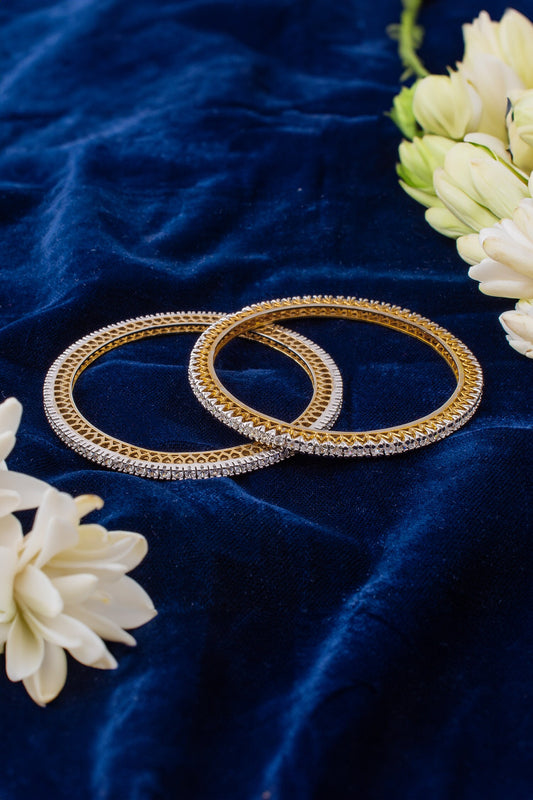 Cubic Zirconia Gold Bangles Set 