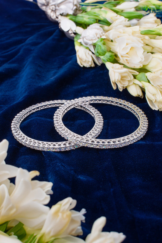 Cubic Zirconia Embellished Bangles Set 