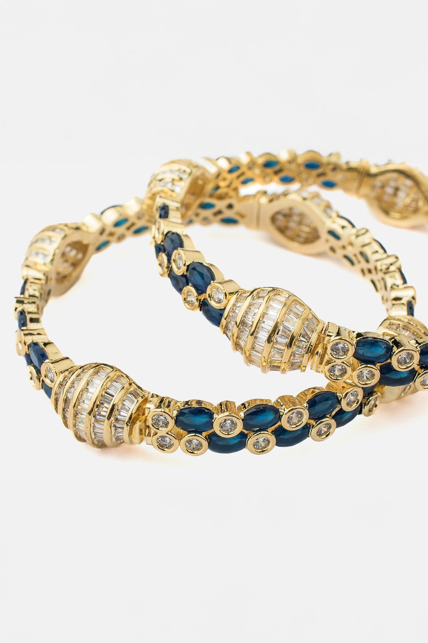 Crystal Gemstone Kada Bangles Set 