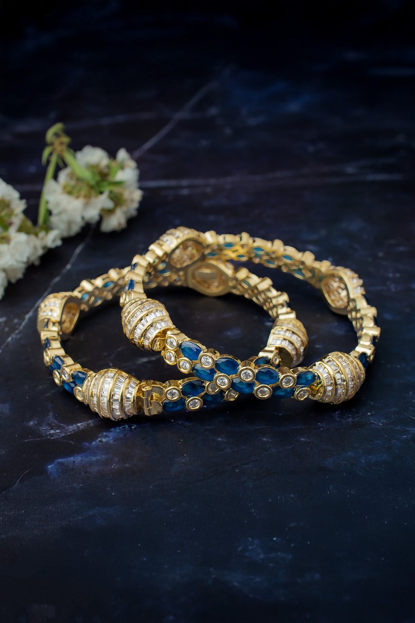 Crystal Gemstone Kada Bangles Set 