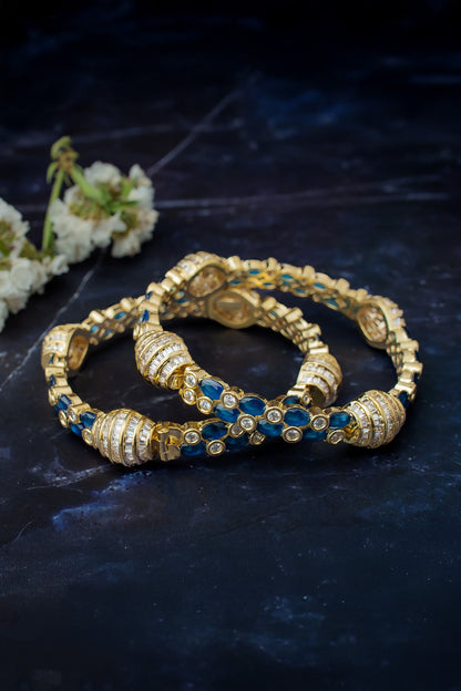 Crystal Gemstone Kada Bangles Set 