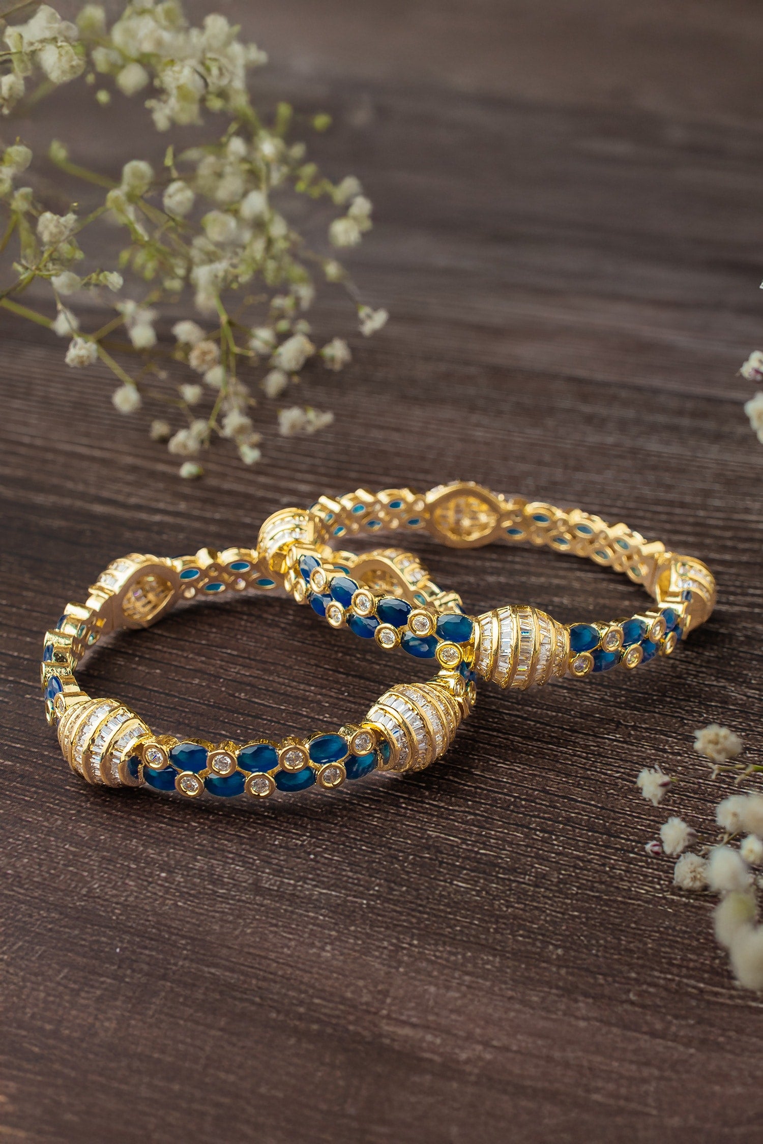 Crystal Gemstone Kada Bangles Set 