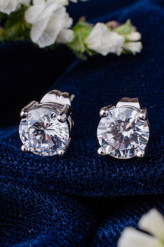 Cubic Zirconia Silver Stud Earrings 