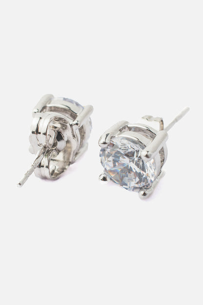 Cubic Zirconia Round Stud Earrings 