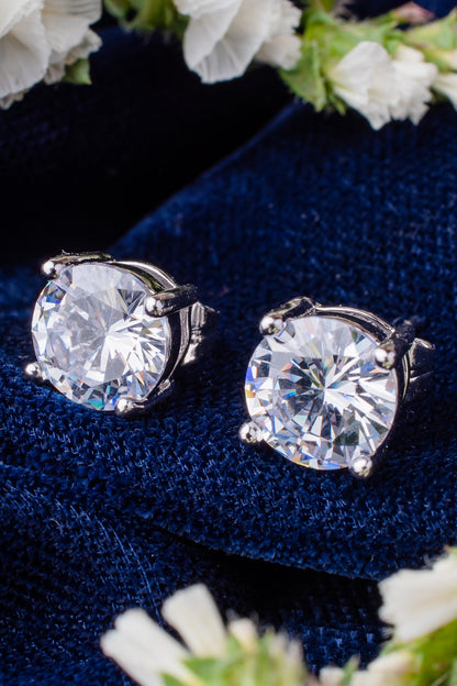 Cubic Zirconia Round Stud Earrings 