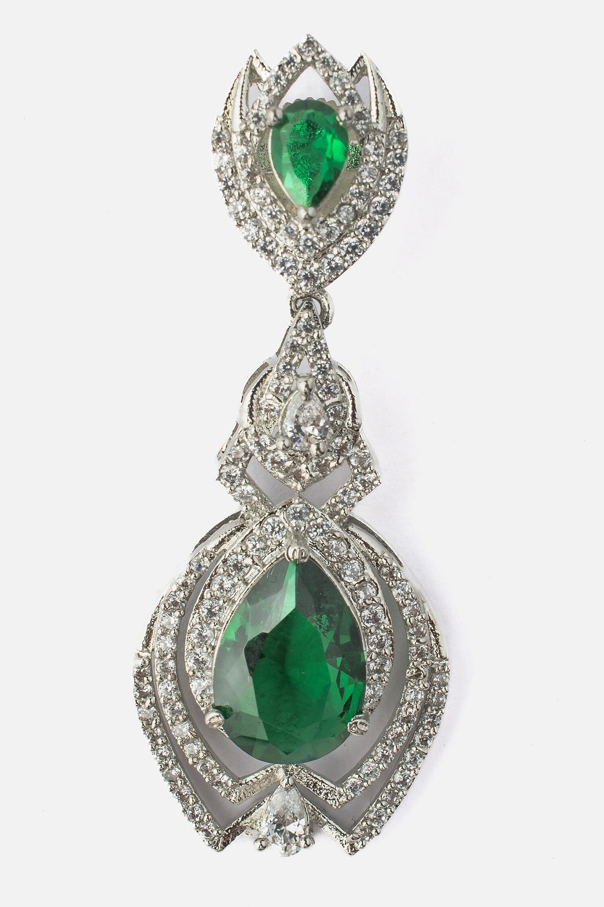 Zia Flora Silver Green Danglers 