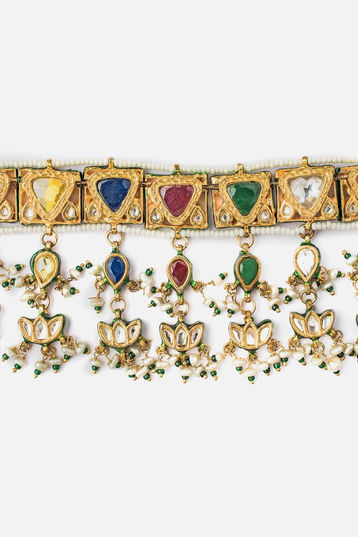 Gold Multi Color Kundan Choker Set 