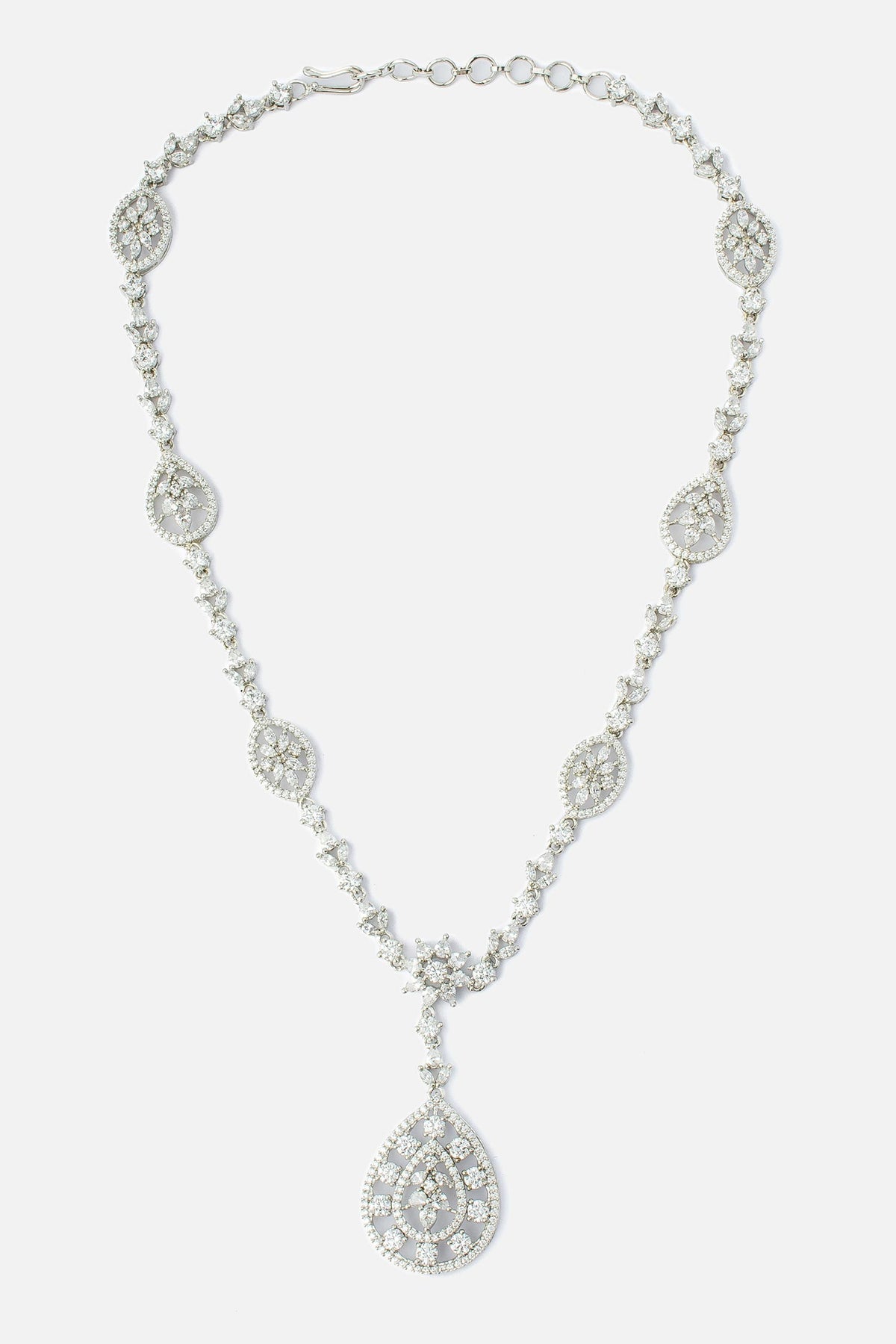 Silver Crystal Pendant Necklace 