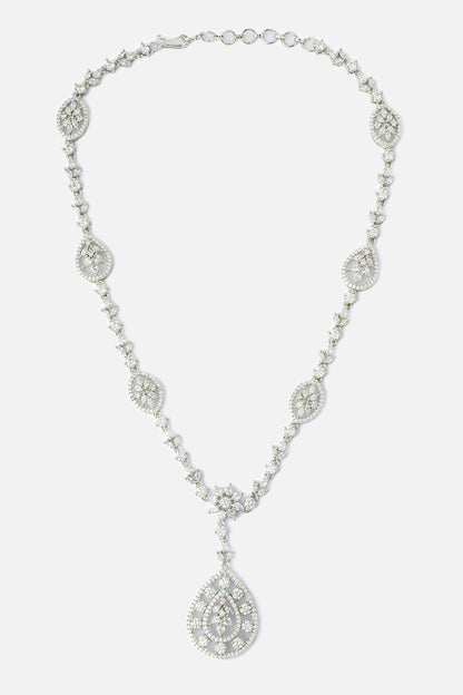 Silver Crystal Pendant Necklace 
