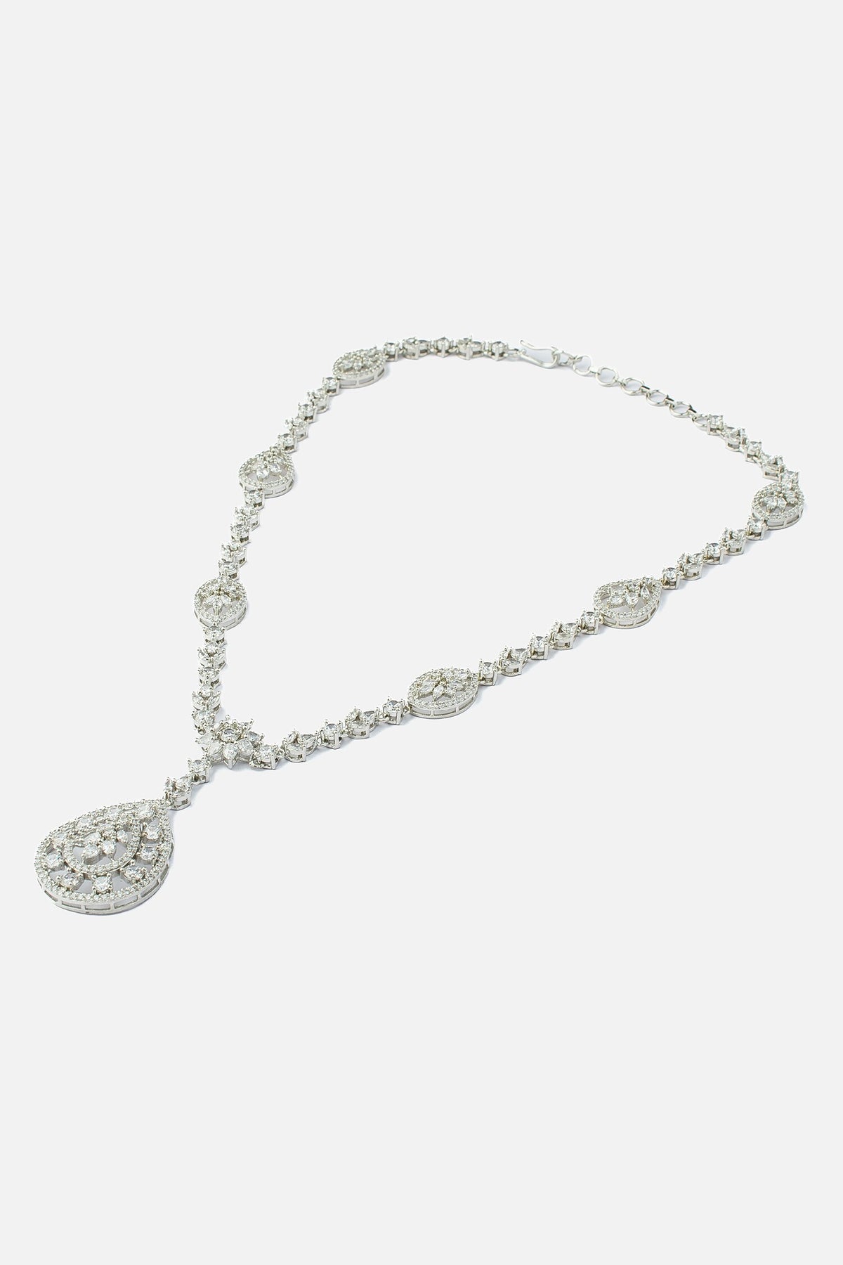 Silver Crystal Pendant Necklace 