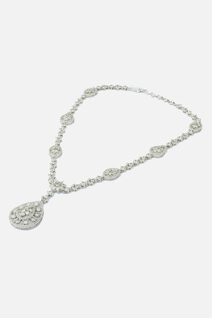 Silver Crystal Pendant Necklace 